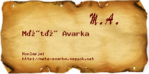 Máté Avarka névjegykártya
